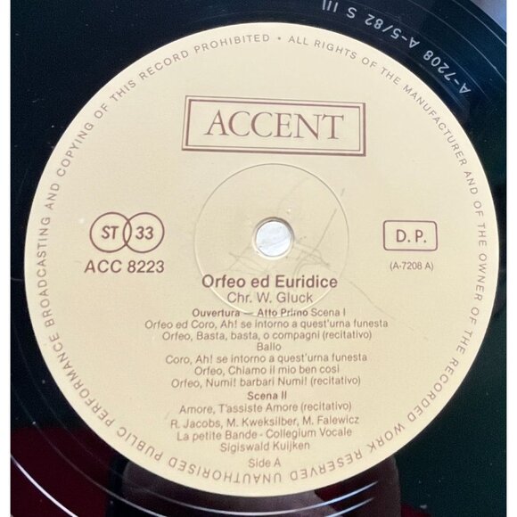 Christoph Willibald Gluck Orfeo Ed Euridice 2LP Box Set Sigiswald Kuijken Accent - Picture 2 of 8